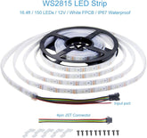 ALITOVE 12V WS2815 LED Strip Individually Addressable Dual Signal 4pin RGB LED Strip Lights Outdoor 150 Pixels 16.4ft Waterproof IP67, Replacement for WS2812B WS2811 SK6812(No Power & Controller) - ALITOVE-Add Vivid Color to Life